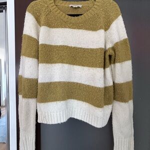 Striped Olive & Cream Crewneck Sweater